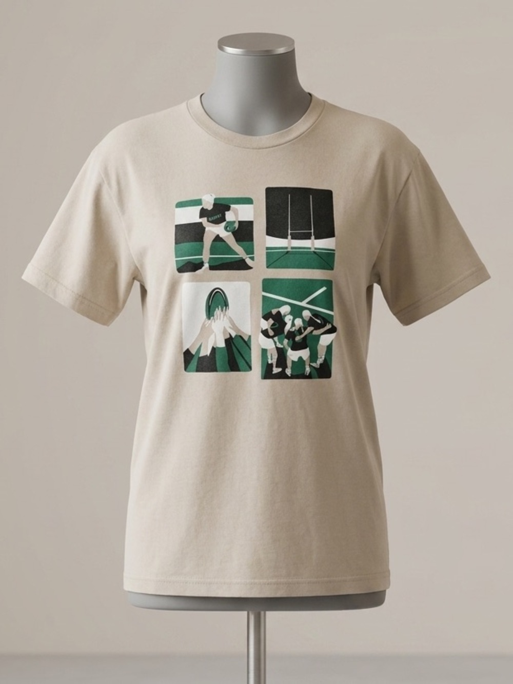 American Apparel Heavyweight Cotton Rugby Graphic T-Shirt - Beige - Size XL